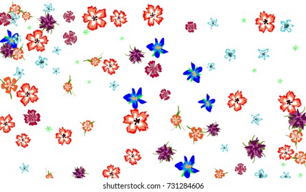 Floral Pattern for Brochure, Poster, Banner, Notepad or Book Cover. Background with Little Flowers in Vintage Style. Gentle Horizontal Pattern