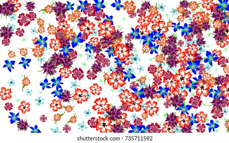 Floral Pattern for Brochure, Poster, Banner, Notepad or Book Cover. Background with Little Flowers in Vintage Style. Gentle Horizontal Pattern