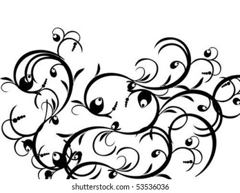Floral pattern with buds, flourishes and twires