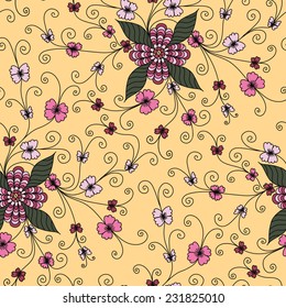 Floral pattern with butterflies.