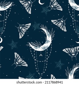 Floral pattern with butterflies and herbs. Contemporary composition. Trendy texture for print, textile, packaging.