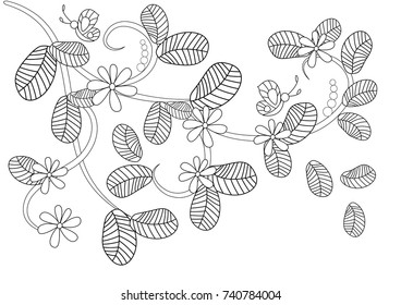 floral pattern with butterflies for your coloring book