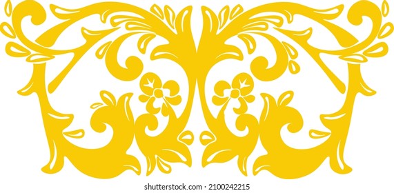 floral pattern in butterfly shape. golden color butterfly pattern. symmetry floral pattern