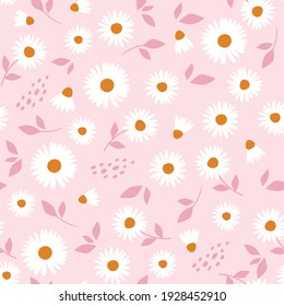 Floral pattern with camomile Cute pattern with small flowers. Vector illustrations