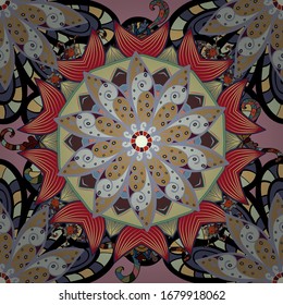 Floral pattern can be used for wallpaper, pattern fills, web page background. Ornate zentangle seamless texture, ornamental with abstract flowers. Seamless pattern with stylized flowers.