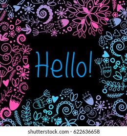 Floral pattern card. Digital illustration,