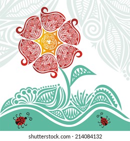 Floral pattern card vector illustration