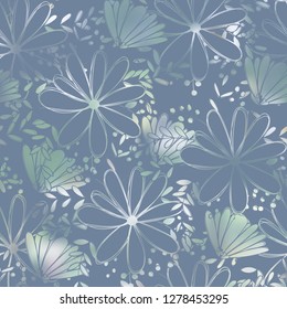 Floral pattern chammomile. Florals vector surface design.
