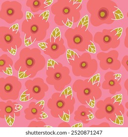Patrón floral con la manzanilla en el fondo rosado, patrón inconsútil con las flores y las hojas para el Fondo de pantalla, ropa, papel de regalo, decoración