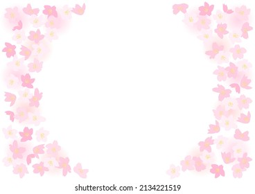 Blumenmuster von Kirschblüten. Dekorativer Rahmen. Vektorhintergrund.