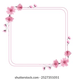 Patrón floral de flores de cerezo. Marco decorativo. Ilustración de fondo de Vector.