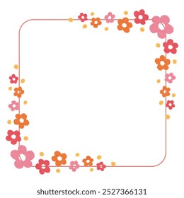 Floral pattern of cherry blossoms. Decorative frame. Vector background illustration.