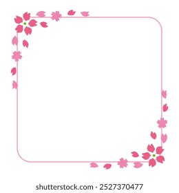 Floral pattern of cherry blossoms. Decorative frame. Vector background illustration.