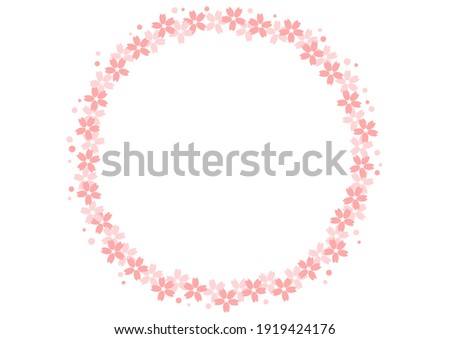 Floral pattern of cherry blossoms. Decorative frame. Vector background illustration.