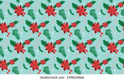 Floral pattern Christmas background, with abstract red flower background.