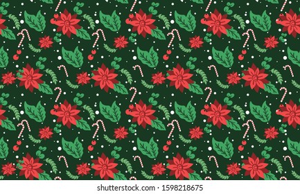 Floral pattern Christmas background, with abstract red flower background.