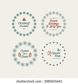 Floral pattern Christmas typography quote circle for plate