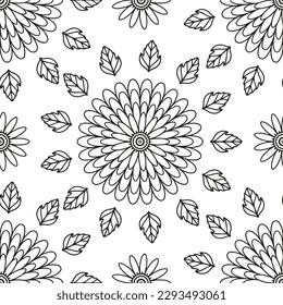  Floral pattern in a circle.                                              Antistress coloring book for children and adults. 
