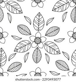  Floral pattern in a circle.                                              Antistress coloring book for children and adults. 
