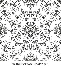  Floral pattern in a circle.                                              Antistress coloring book for children and adults. 
