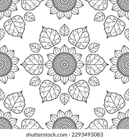  Floral pattern in a circle.                                              Antistress coloring book for children and adults. 
