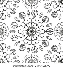  Floral pattern in a circle.                                              Antistress coloring book for children and adults. 
