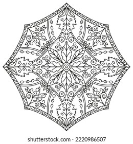 Floral pattern in a circle. Mandala. Antistress coloring book for children and adults.