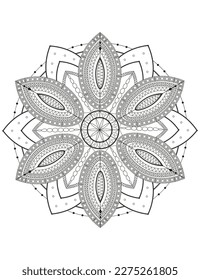 Patrón floral en un círculo. Mandala.                                              Libro de colorantes antiestrés para niños y adultos. 
