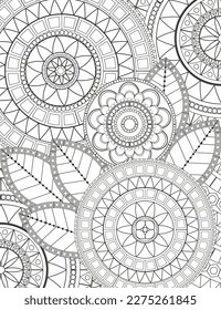 Floral pattern in a circle. Mandala.                                              Antistress coloring book for children and adults. 

