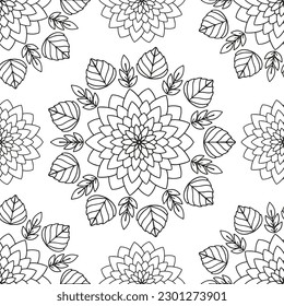 Blumenmuster in einem Kreis. Mandala.                                              Antistress Farbbuch für Kinder und Erwachsene. 
