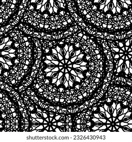  Floral pattern in a circle. Mandala.                                              Antistress coloring book for children and adults. 
