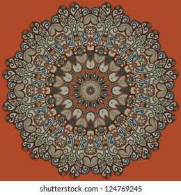 Floral pattern circle. Ornamental multicolor mandala
