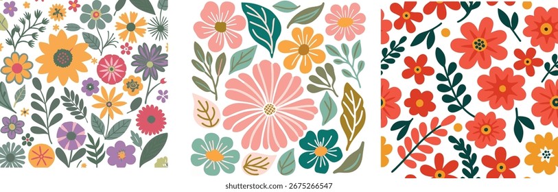 Patrón floral Colección Bastante dibujado a mano Diseños de flores