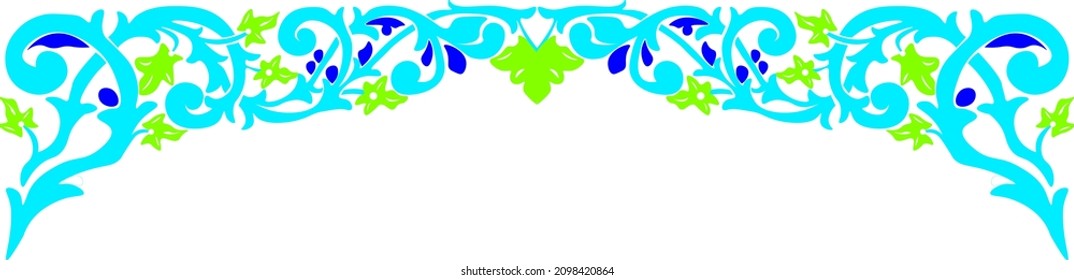 floral pattern with color blue. can be used in side of door. curve shape
