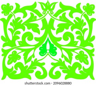 floral pattern with color green. traditional pattern from Indonesia with two circles on the top sides
