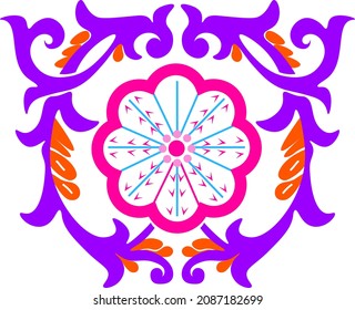 floral pattern. with color purple. circle in the middle. 