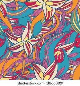 floral pattern with colorful  blooming flowers, seamless texture