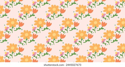 Floral pattern in colorful colors, spring pattern, vectorial illustration