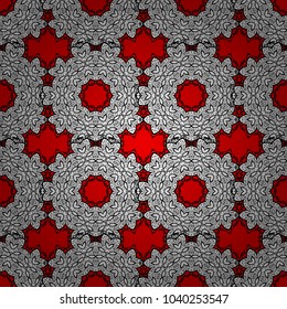 Floral pattern. Colorful elements on white, black and red colors. Seamless vector background. Stylish graphic pattern. Wallpaper baroque, damask.