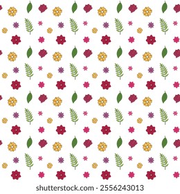 Floral Pattern - Colorful Hand-Drawn Botanical Illustration with Vibrant Flowers and Seamless Design