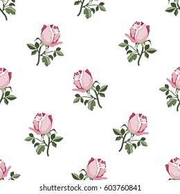 Floral pattern with colorful rose.Seamless vector print with flower.Textile texture