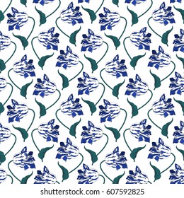 Floral pattern with colorful  tulip.Seamless vector print with flower.Textile texture
