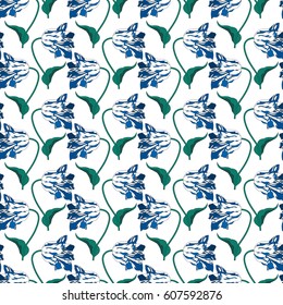 Floral pattern with colorful  tulip.Seamless vector print with flower.Textile texture
