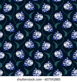 Floral pattern with colorful  tulip.Seamless vector print with flower.Textile texture