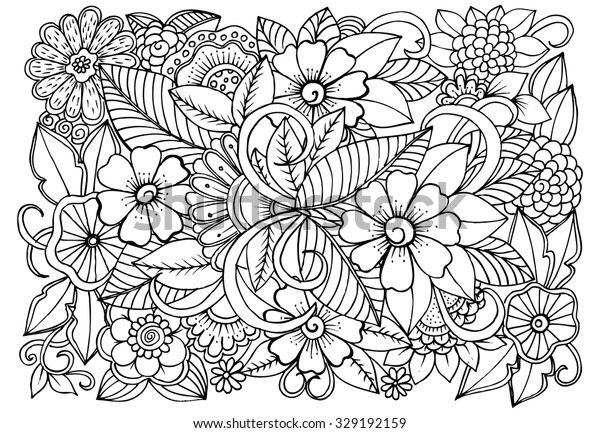 Floral Pattern Coloring Book Doodle Flowers Stock Vector (Royalty Free ...