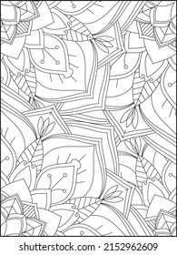 Floral pattern coloring page. Mandala pattern background.