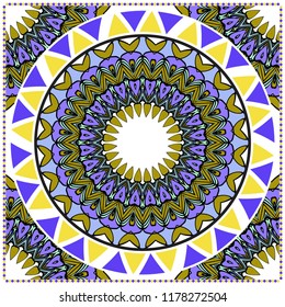 Floral pattern, colour scarf design. For design of carpet, shawl, pillow, cushion. Vector illustration.