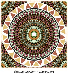 Floral pattern, colour scarf design. For design of carpet, shawl, pillow, cushion. Vector illustration.