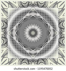 Floral pattern, colour scarf design. For design of carpet, shawl, pillow, cushion. Vector illustration.
