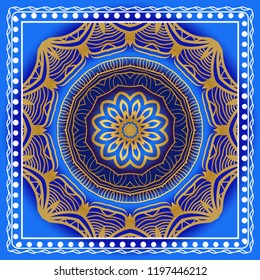 Floral pattern, colour scarf design. For design of carpet, shawl, pillow, cushion. Vector illustration.